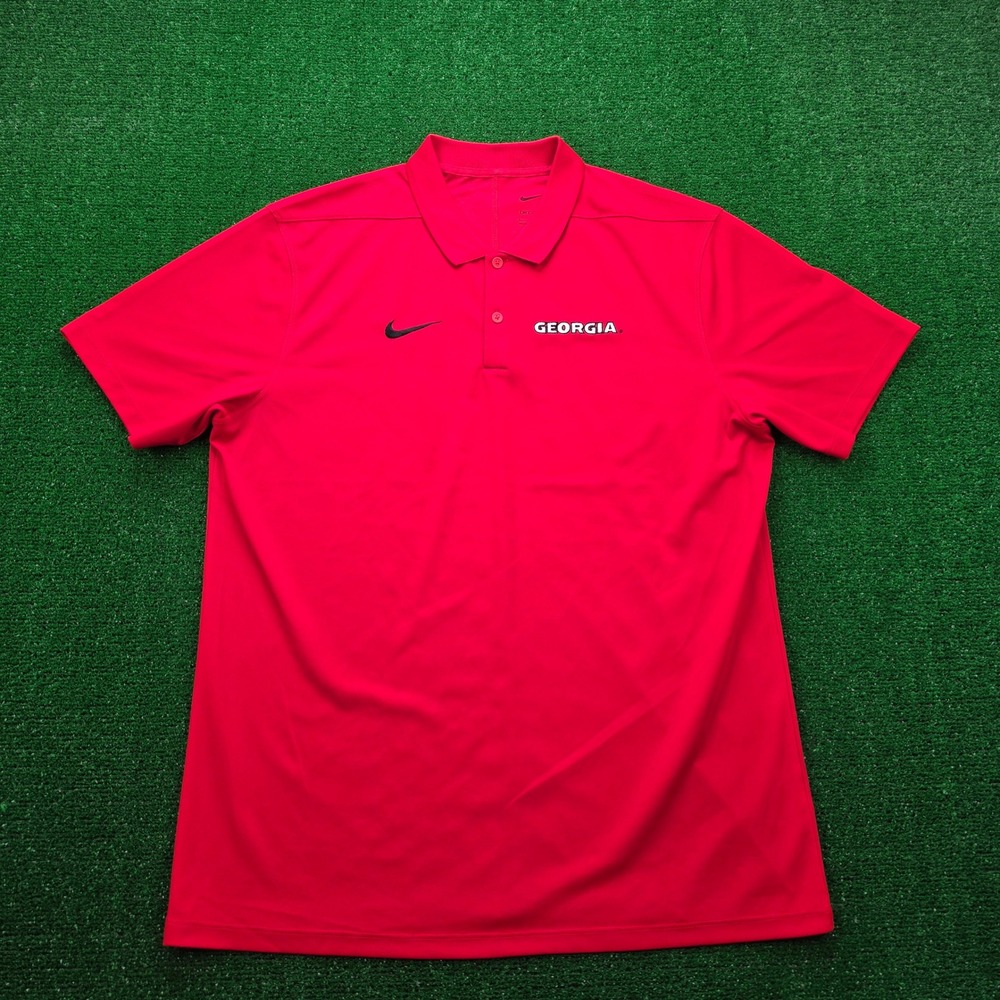 Georgia Bulldogs Nike Dri Fit Polo Shirt Mens Large Red NCAA Performance Golf